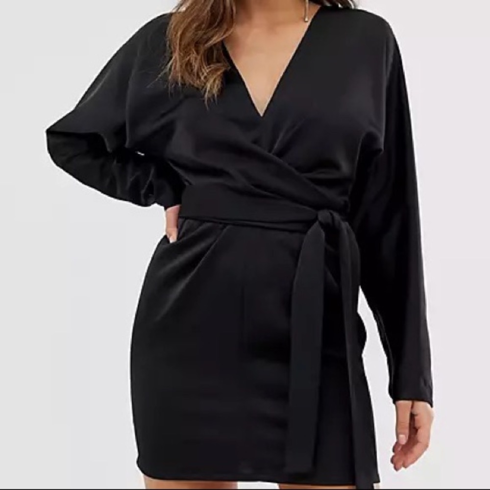 NWT ASOS Black Satin Mini Dress